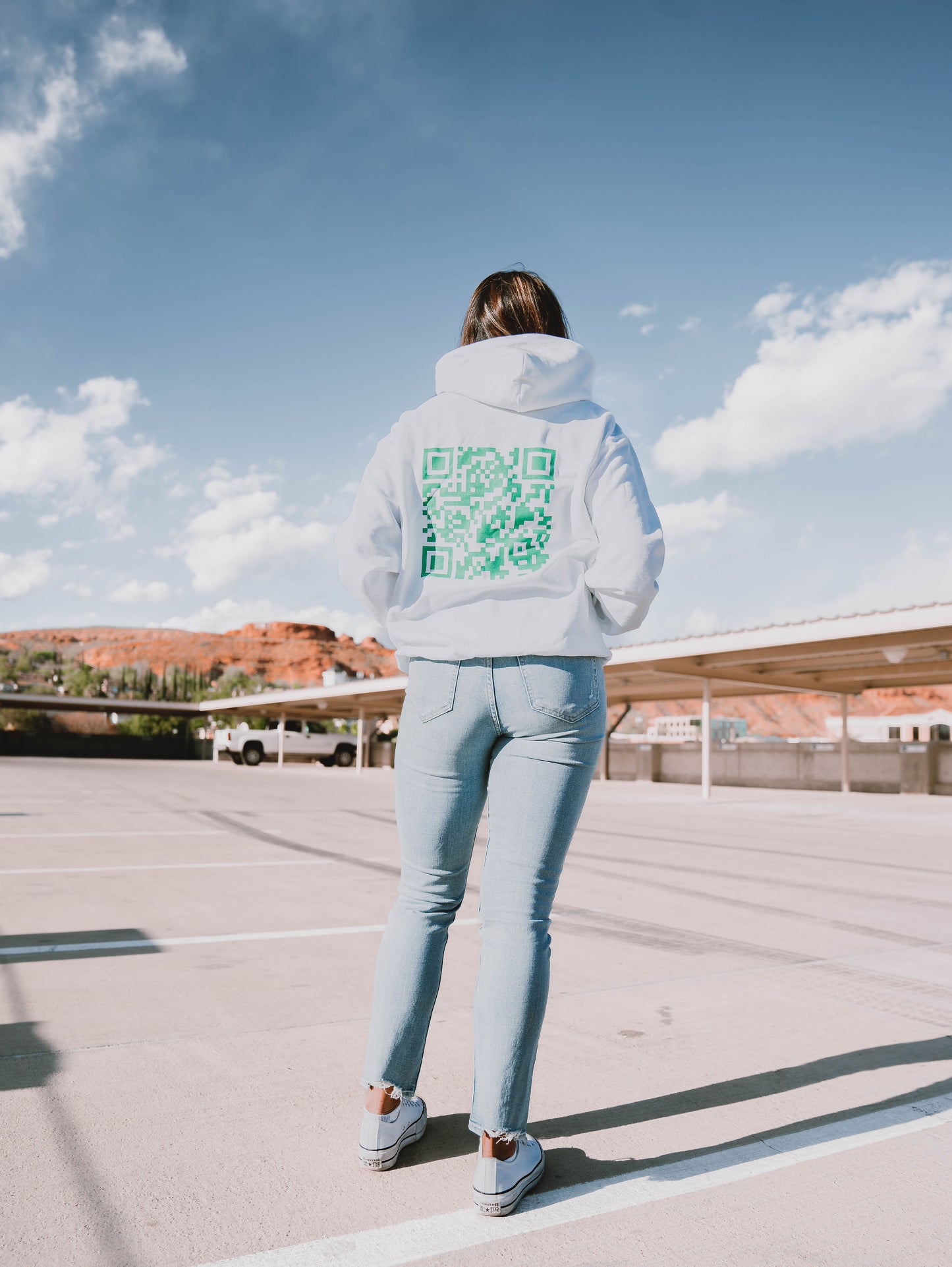 White&Green Smile Hoodie