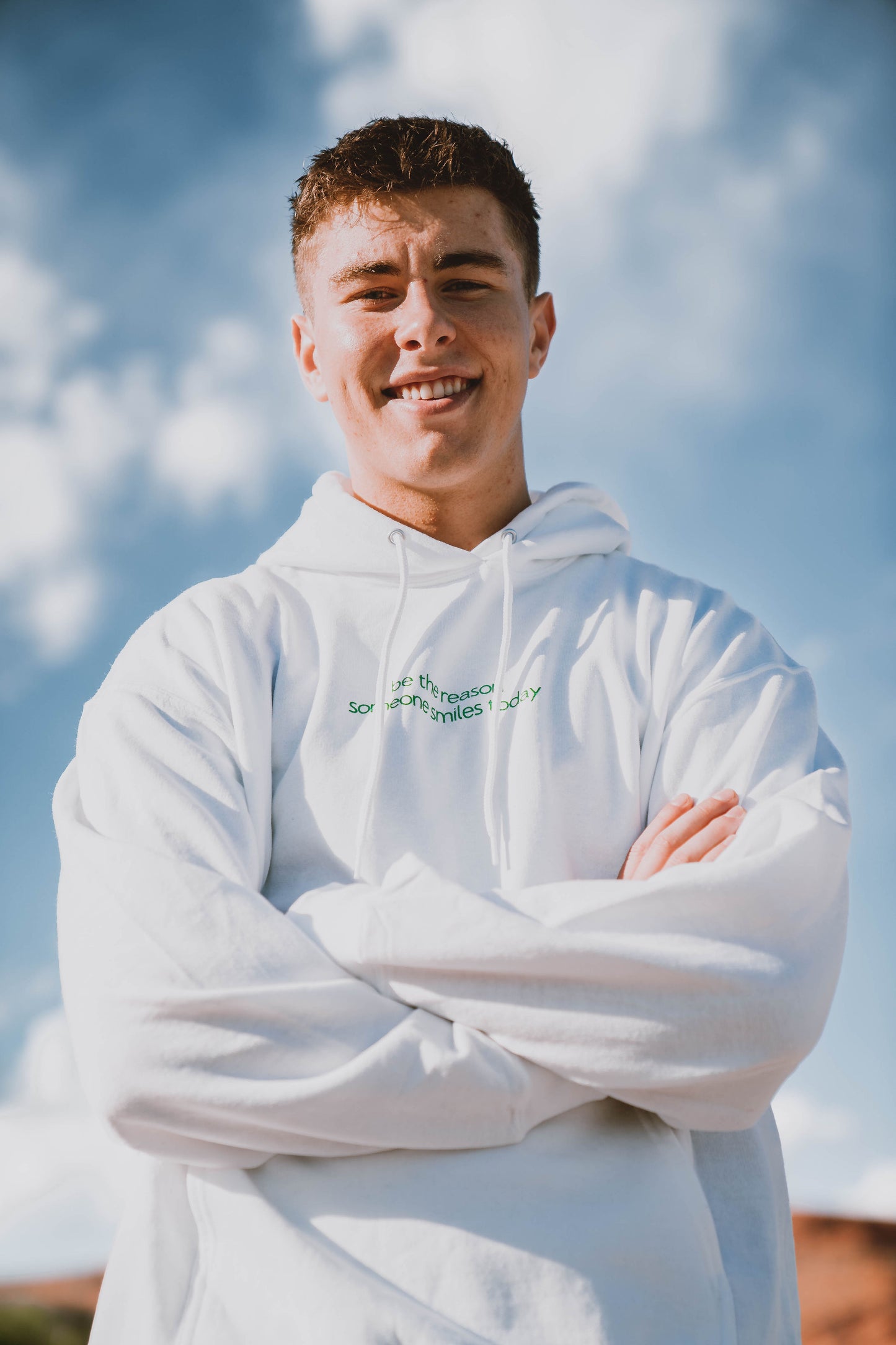 White&Green Smile Hoodie