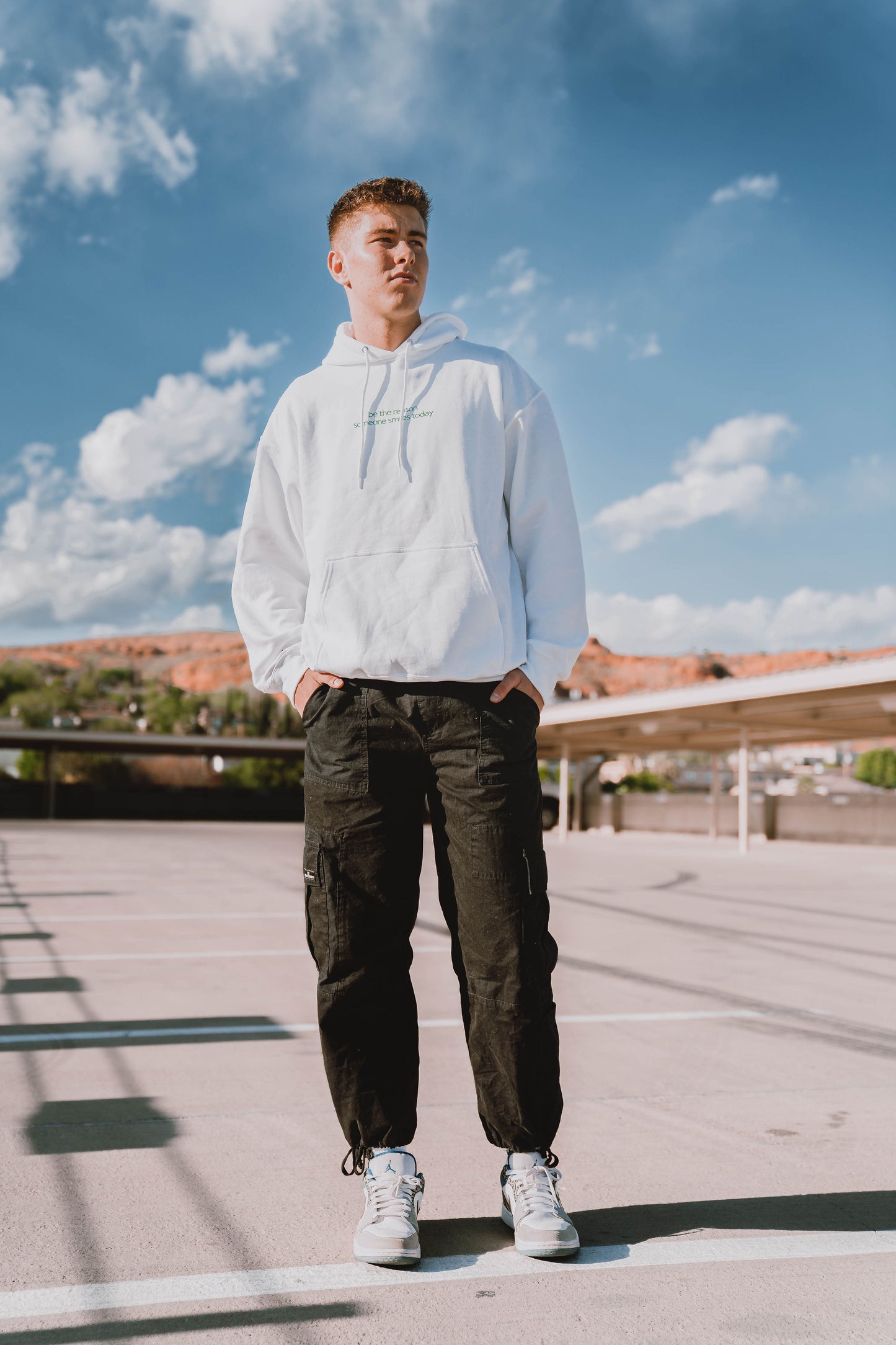White&Green Smile Hoodie