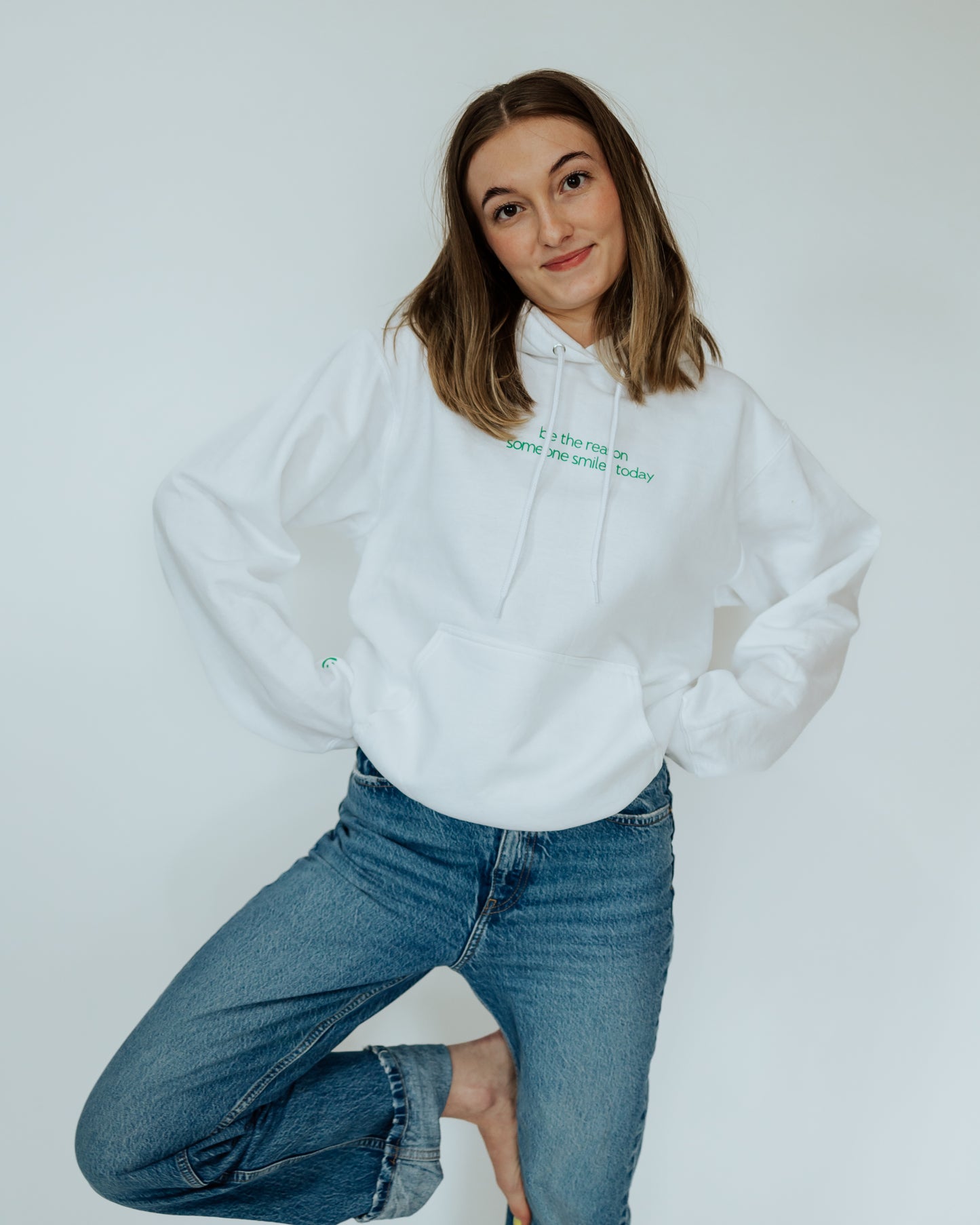 White&Green Smile Hoodie