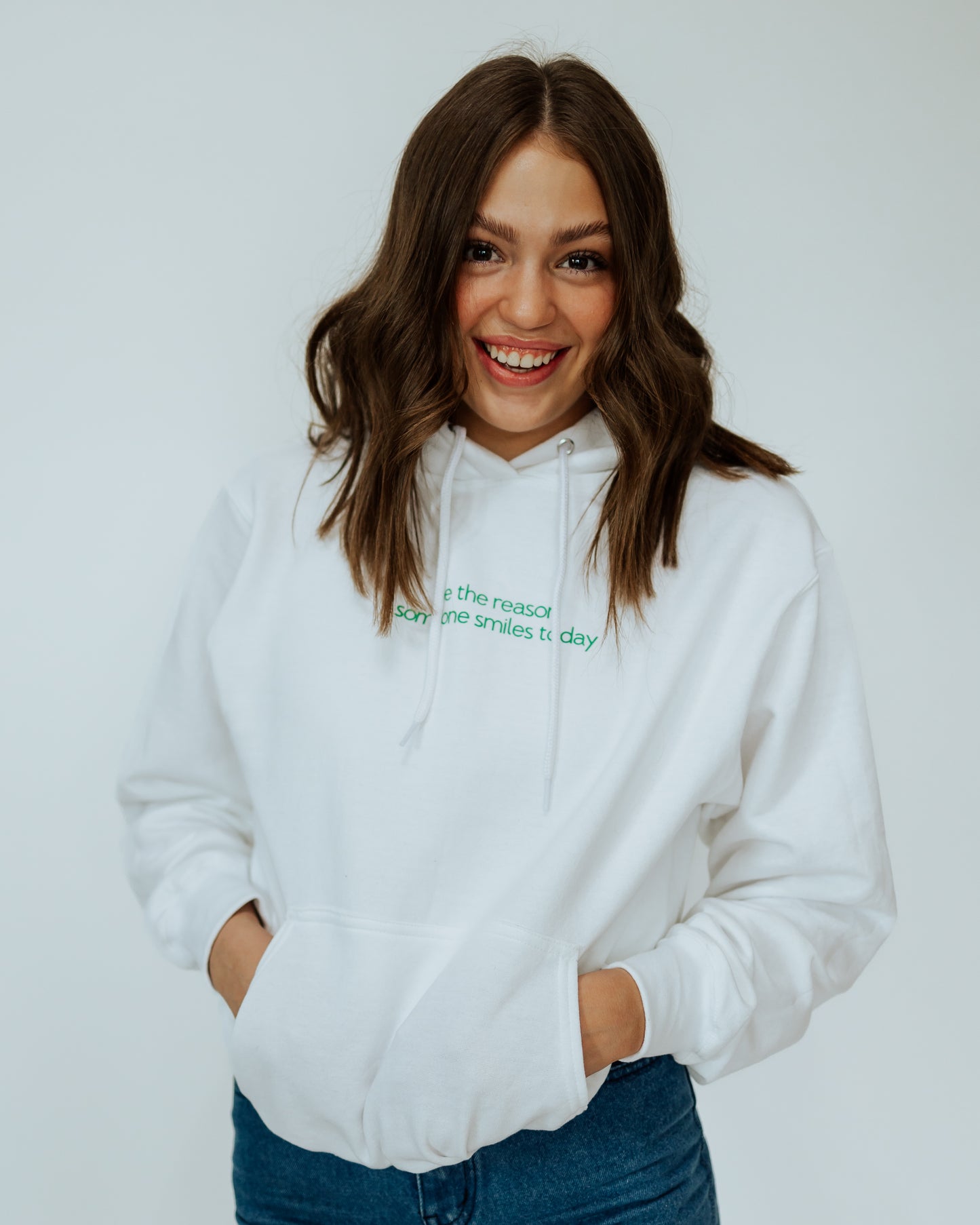 White&Green Smile Hoodie