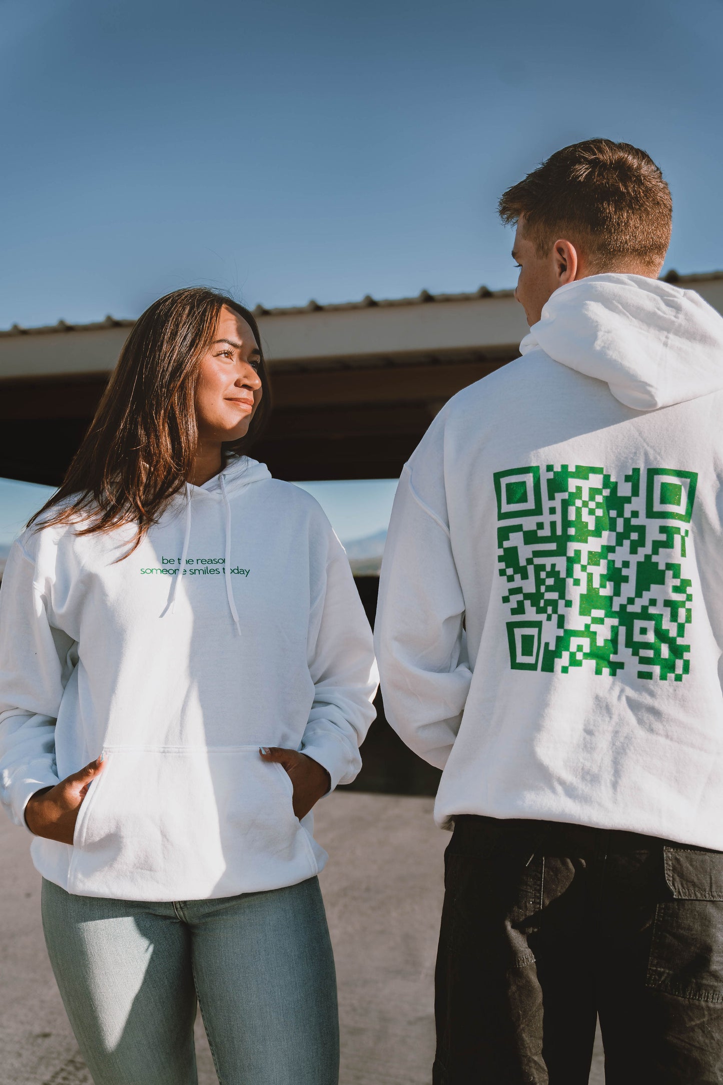 White&Green Smile Hoodie
