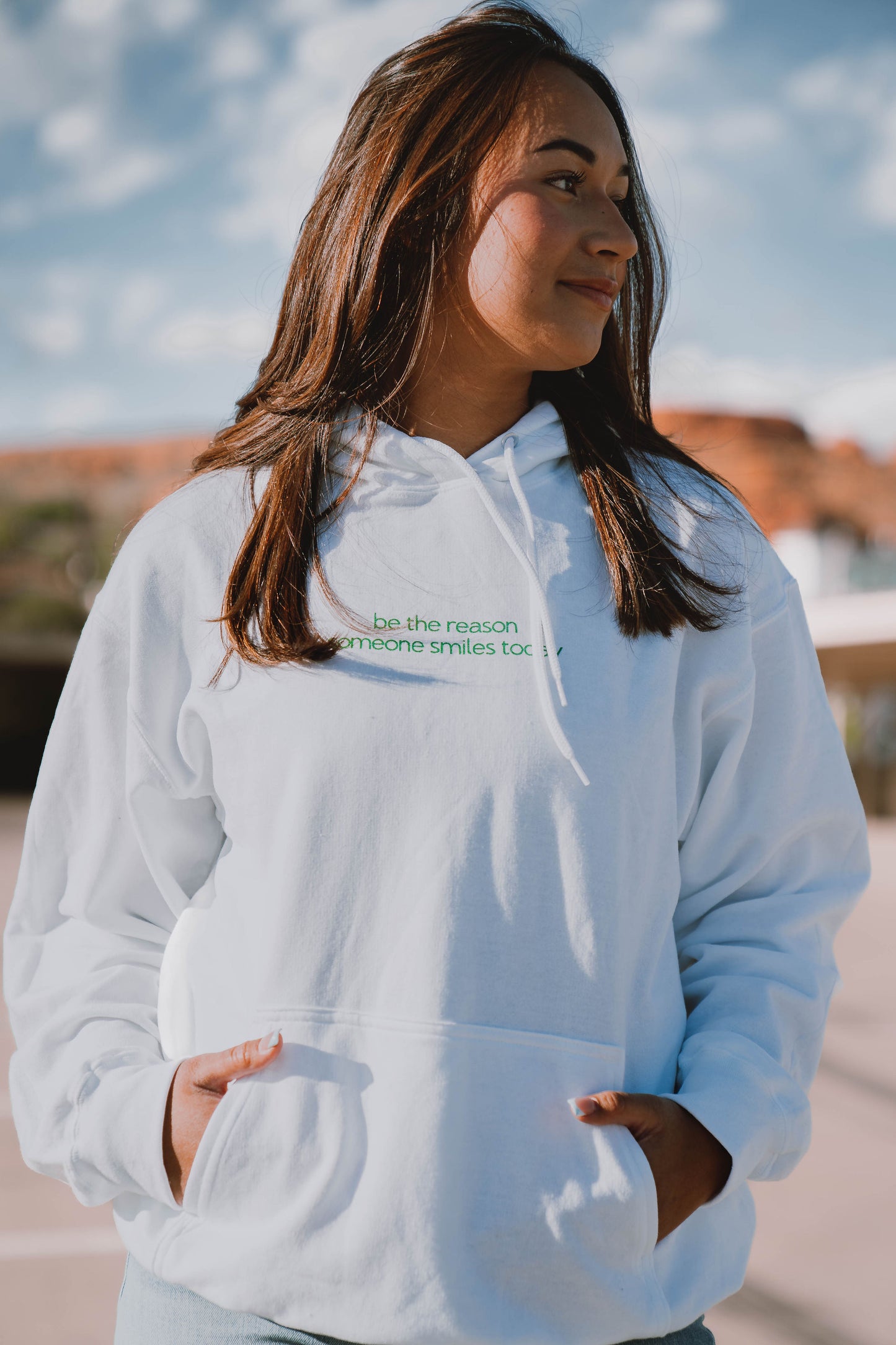 White&Green Smile Hoodie